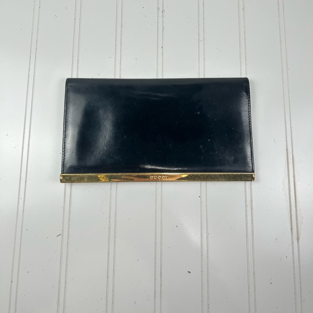 Gucci Black Leather Clutch Wallet with Gold Trim - Picture 3 of 12